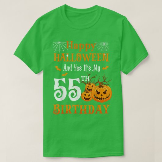 Happy Halloween en zijn 55ste verjaardag 55 jaar o T-shirt (Design voorkant)