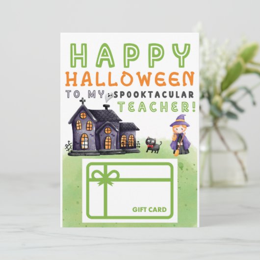 Happy Halloween enseignant Titulaire de carte cade (Debout devant)
