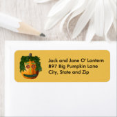 Happy Halloween - Étiquettes de adresse Citrouille (En situation)