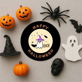 happy halloween fantasma bruxo fofo  ronde sticker