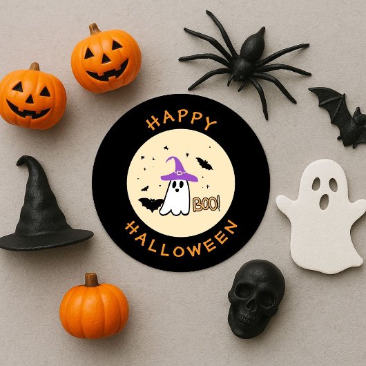 happy halloween fantasma bruxo fofo ronde sticker
