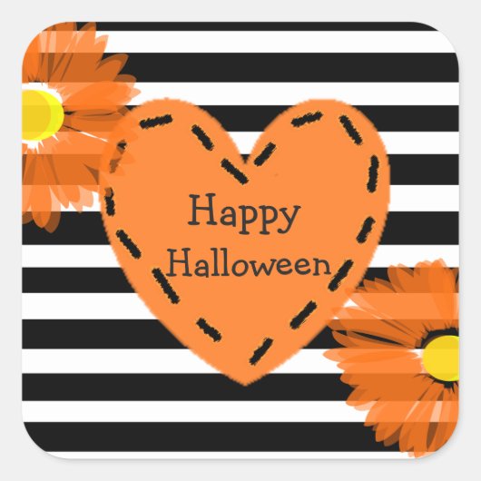 Happy Halloween Floral Heart Stickers (Voorkant)