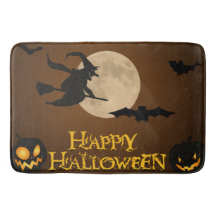"HAPPY HALLOWEEN" FLYING WITCH BADMAT