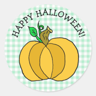 Happy Halloween Folk Art Country Pumpkin Ronde Sticker