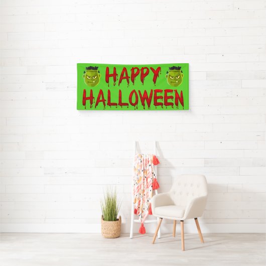 Happy Halloween Frankenstein die bloed afvoert Spandoek (Insitu)