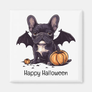 Happy Halloween Franse Bulldog Bat Wings Pumpkins Magneet