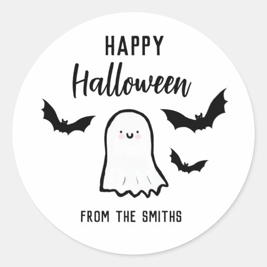 Happy Halloween Friendly Ghost Ronde Sticker (Voorkant)