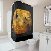 Happy Halloween Full Moon Douchegordijn (In situ)