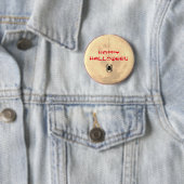 Happy Halloween Full Moon Spider Pin Button (In situ)