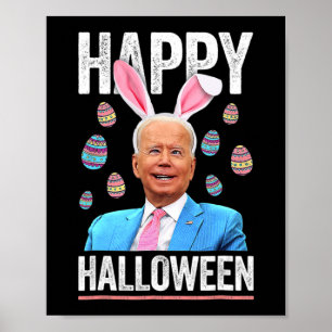 Happy Halloween Fun Biden Bunny Eggs voor Hallowee Poster