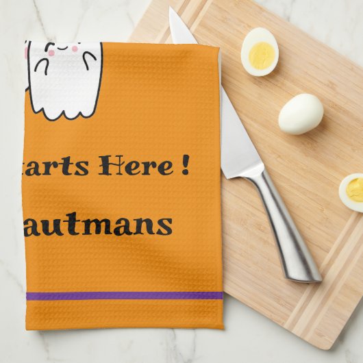 Happy Halloween Fun PERSONALISEREN Ghost Bat Sinaa Theedoek (Quarter Fold)