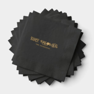 Happy Halloween Funky Typografie Familienaam Zwart Folie Servetten