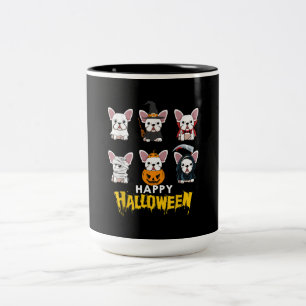Happy Halloween Funny Dogs Costume Cute Bulldog Tweekleurige Koffiemok