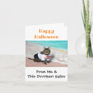 Happy Halloween Funny Humor Cute Cat Costume Foto Kaart