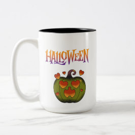 Happy Halloween funny Pumpkin  Tweekleurige Koffiemok