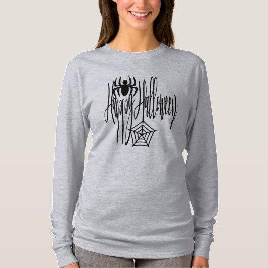 Happy Halloween Funny Scary Spider Cobweb T-shirt (Voorkant)