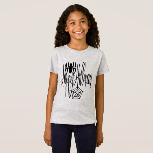 Happy Halloween Funny Scary Spider Cobweb T-shirt (Voorkant volledig)