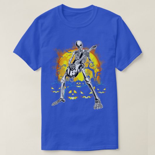 Happy Halloween Funny Skeleton Speling Guitar Pump T-shirt (Design voorkant)