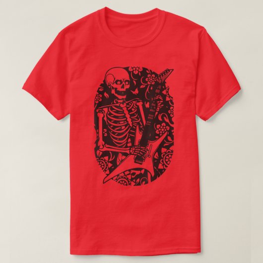 Happy Halloween Funny Skeleton Speling Guitar Pump T-shirt (Design voorkant)