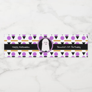 Happy Halloween Geest Verjaardag Patroon Waterfles Etiket