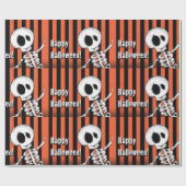 Happy Halloween Gekke Skeleton Cadeaupapier (Vlak)