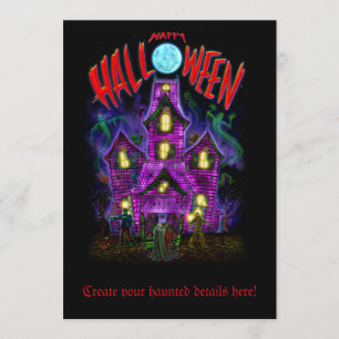 Happy Halloween Ggloed Haunted House nodigt uit Kaart