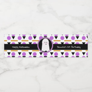 Happy Halloween Ghost Birthday Patterned Waterfles Etiket