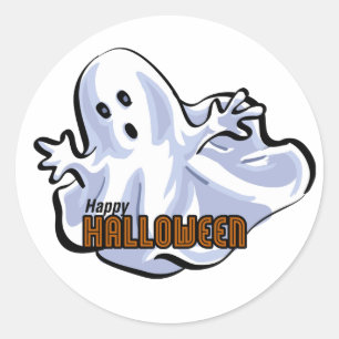 Happy Halloween Ghost Cartoon Ronde Sticker