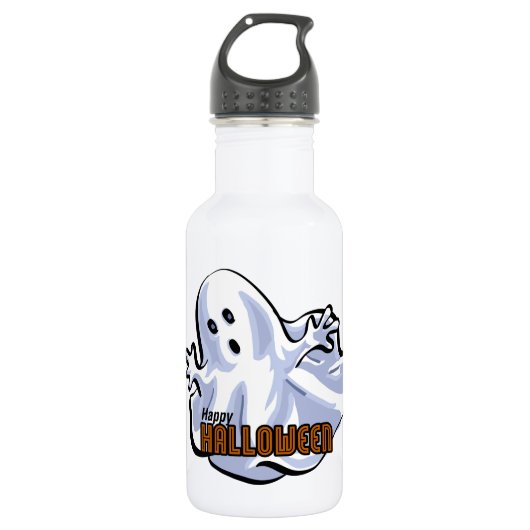 Happy Halloween Ghost Cartoon Waterfles (Voorkant)