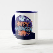 Happy Halloween Ghost & Cat Mug (Devant gauche)