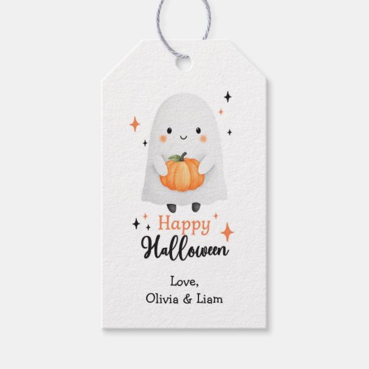 Happy Halloween Ghost Custom Gift Labels Cadeaulabel (Voorkant)