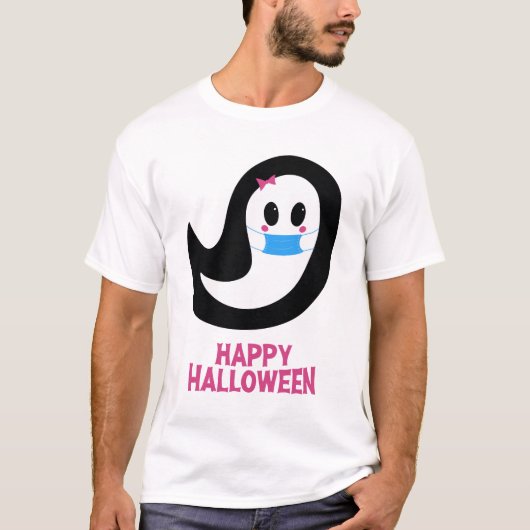 Happy Halloween | Ghost die een masker draagt T-shirt (Voorkant)