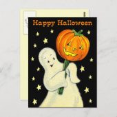 Happy Halloween  Ghost en Pumpkin Briefkaart (Voorkant / Achterkant)