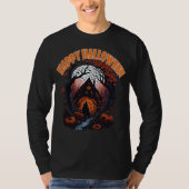 Happy Halloween Ghost House aangepaste tekst T-shirt (Voorkant)