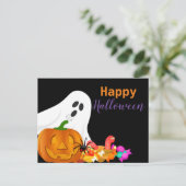 Happy Halloween Ghost Jack O Lantern Kinder Feestdagenkaart (Staand voorkant)