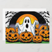 Happy Halloween Ghost Kaart (Voorkant / Achterkant)