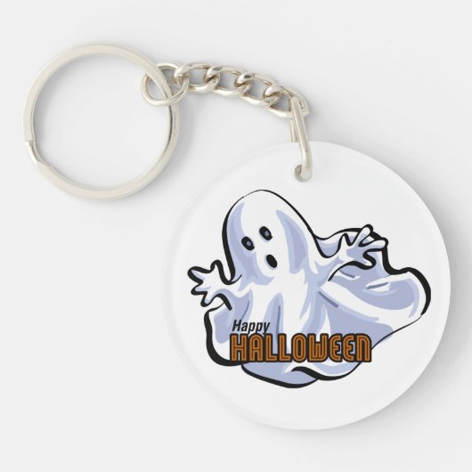 Happy Halloween Ghost Sleutelhanger (Voorkant)