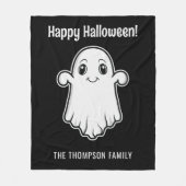 Happy Halloween Ghost Smiling Aangepaste familiena Fleece Deken (Voorkant)