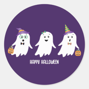 Happy Halloween Ghosts Trick or treat Ronde Sticker