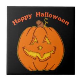 Happy Halloween glimlachend pomkin Tegeltje
