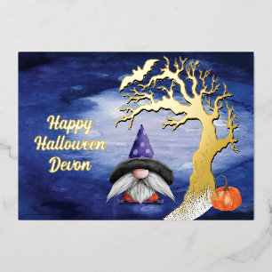 Happy Halloween Gnome Spooky Greeting Folie Feestdagenkaart
