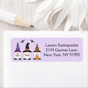 Happy Halloween Gnomes Paars Sinaasappel Etiket