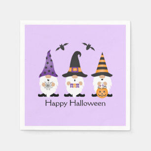 Happy Halloween Gnomes Paars Sinaasappel Servet