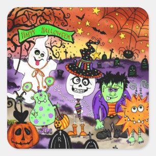 Happy Halloween Goblin Blad Stickers Schattig