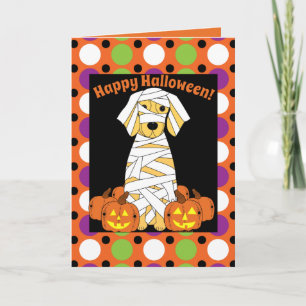 Happy Halloween Golden Retriever Mummy Card Kaart
