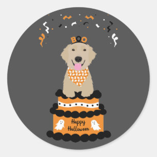 Happy Halloween Golden Retriever Spooky Ghost Boo Ronde Sticker