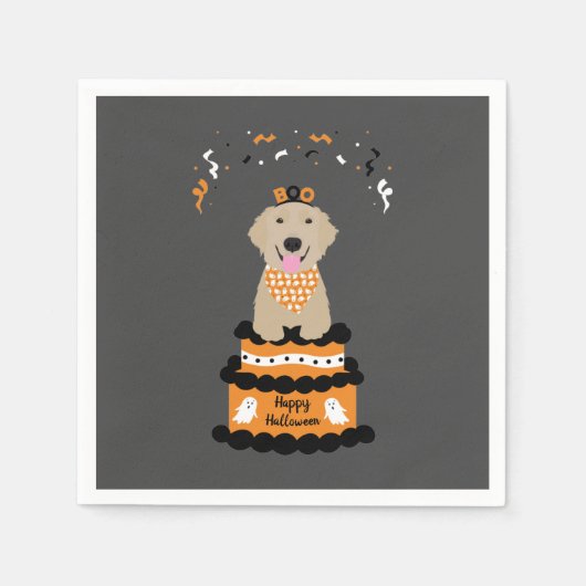 Happy Halloween Golden Retriever Spooky Ghost Boo Servet (Voorkant)