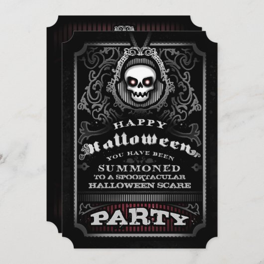 Happy Halloween Gothic Party Uitnodigen - Evil Sku Kaart (Voorkant / Achterkant)