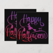Happy Halloween gradiënt vliegende hekkkat Kaart (Voorkant / Achterkant)