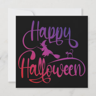 Happy Halloween gradiënt vliegende hekkkat Kaart